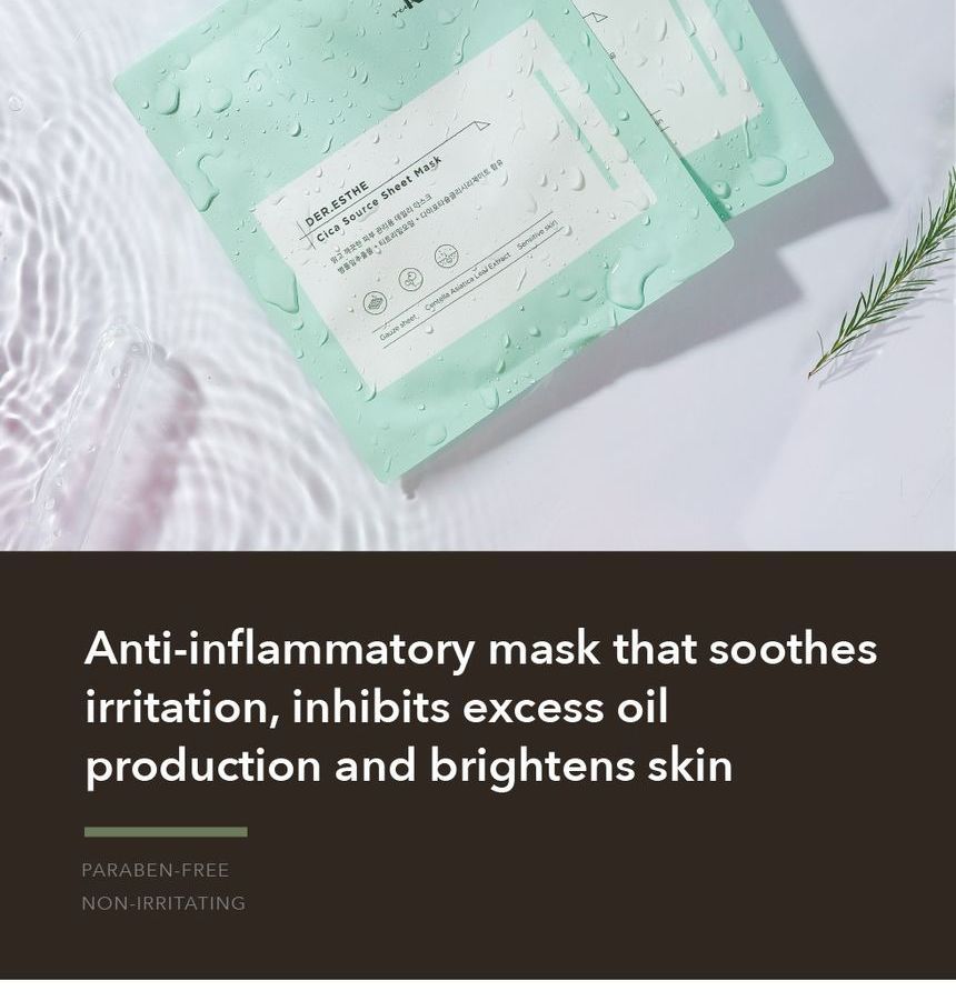 RNW - DER. ESTHE Cica Source Sheet Mask Set, 27g x 10 pcs, 600 g, 8809635330146