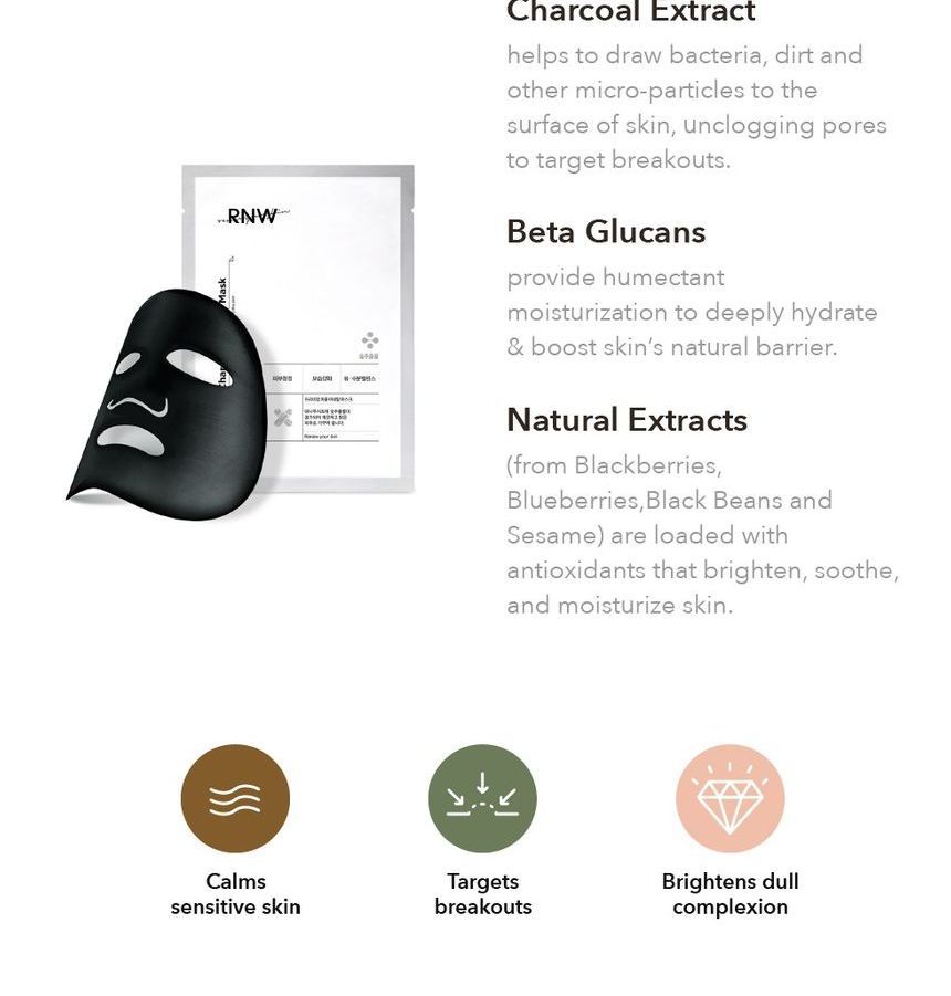 RNW - Premium Charcoal Mineral Mask Set, 27g x 10 pcs, 600 g, 8809635330276