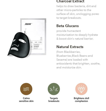 RNW - Premium Charcoal Mineral Mask Set, 27g x 10 pcs, 600 g, 8809635330276