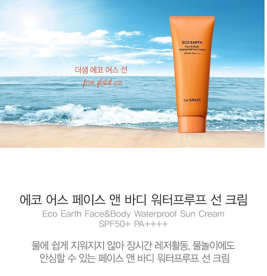 The Saem - Eco Earth Face & Body Waterproof Sun Cream, 100g, 129 g, 8806164172377