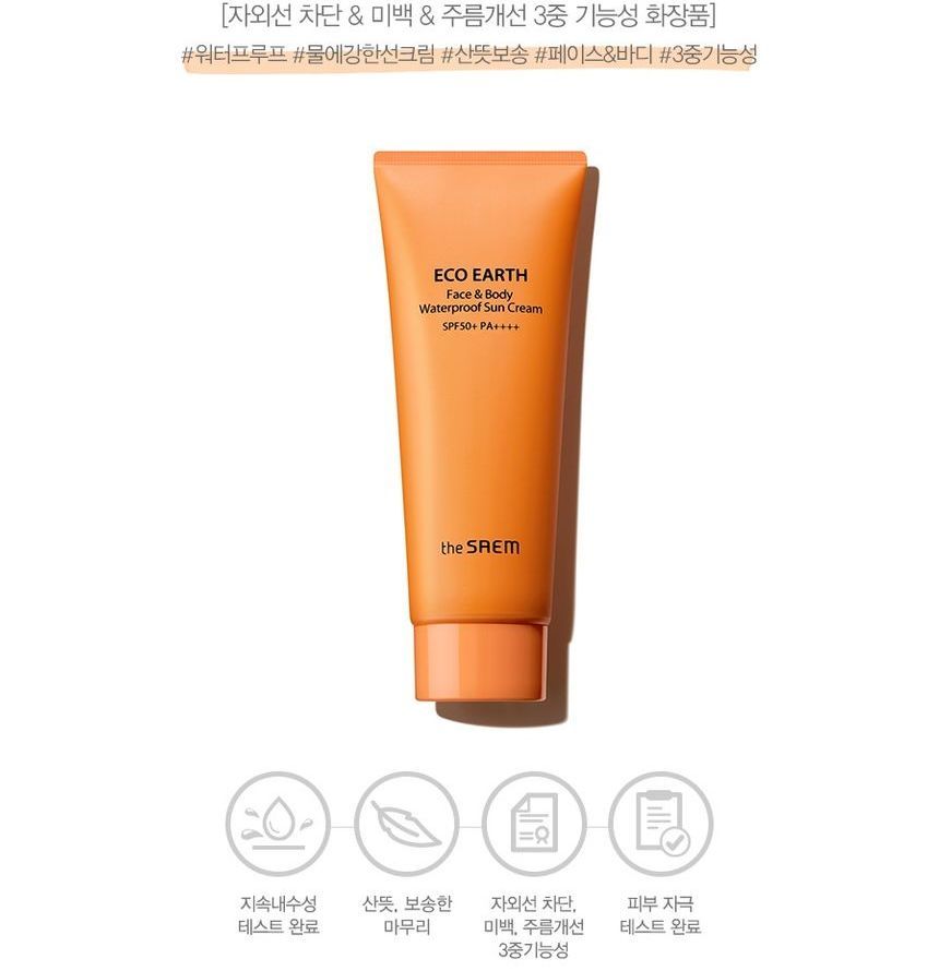 The Saem - Eco Earth Face & Body Waterproof Sun Cream, 100g, 129 g, 8806164172377