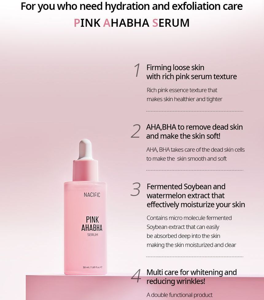 Nacific - Pink AHA BHA Serum, 50ml, 115 g, 8809517461920