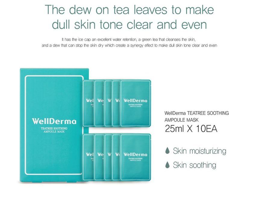 WellDerma - TeaTree Soothing Ampoule Mask Set, 25ml x 10 pcs, 479 g, 8809502180775