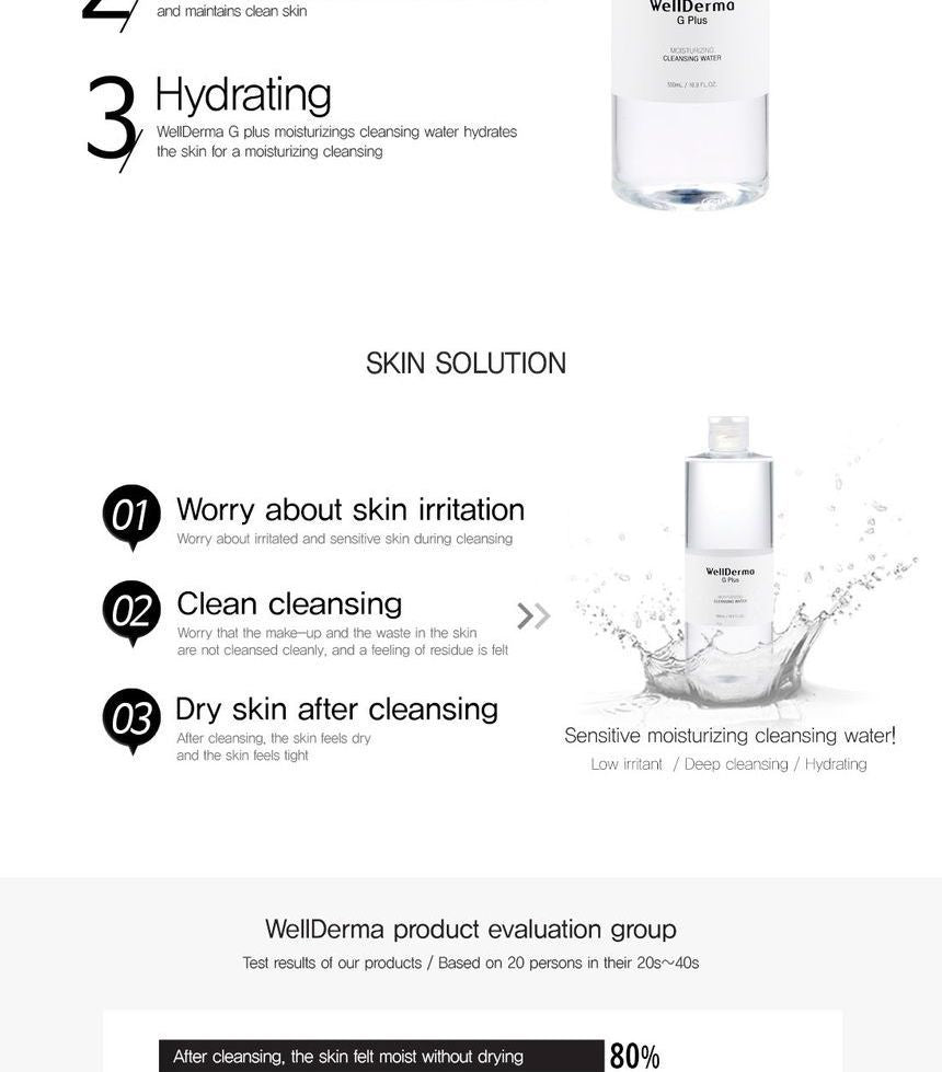 WellDerma - G Plus Moisturizing Cleansing Water, 500ml, 568 g, 8809502181703