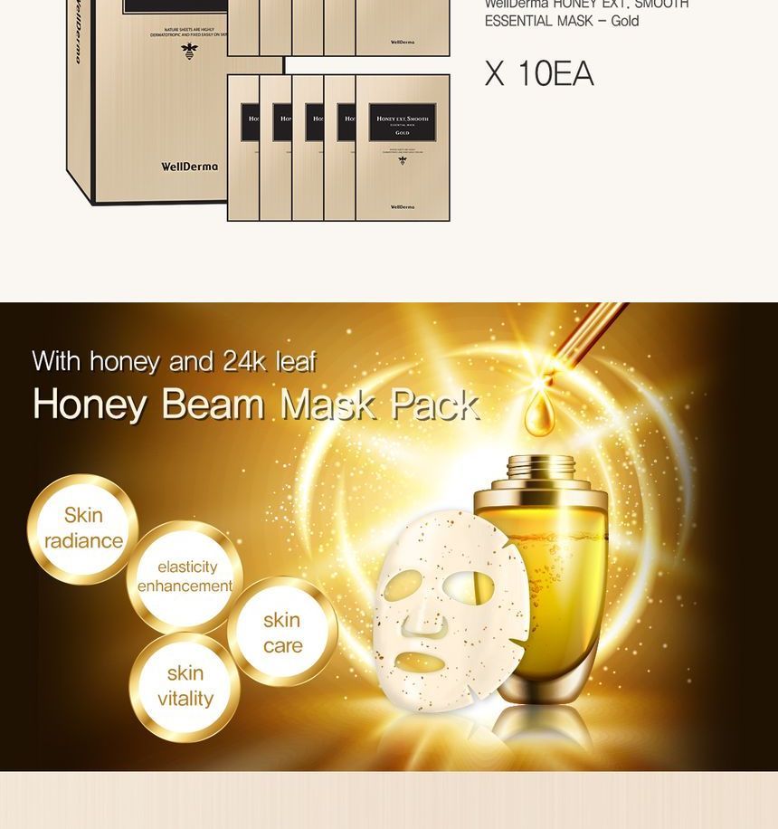 WellDerma - Honey Ext. Smooth Essential Mask Set, 25ml x 10 pcs, 331 g, 8809502181437