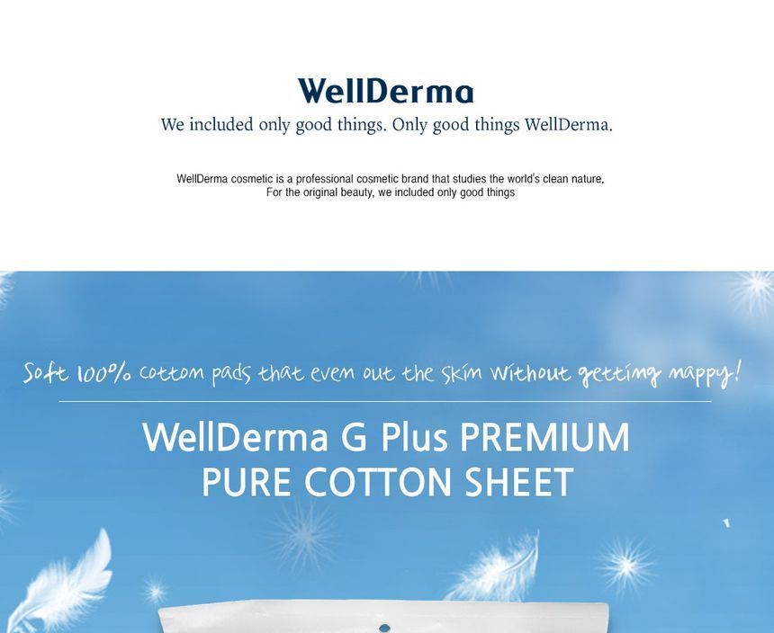 WellDerma - G Plus Premium Pure Cotton Sheet, 165 pcs, 118 g, 8809502183714
