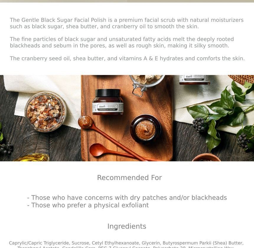 Dear, Klairs - Gentle Black Sugar Facial Polish, 110g, 180 g, 8809572890338