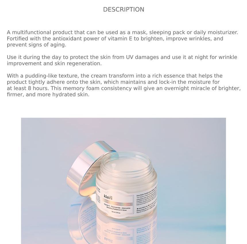 Dear, Klairs - Freshly Juiced Vitamin E Mask, 90ml, 181 g, 8809115024046