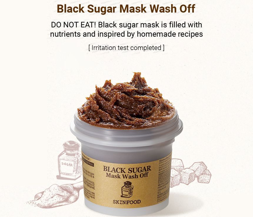 SKINFOOD - Black Sugar Mask Wash Off, Renewed - 120g, 160 g, 8809032673754