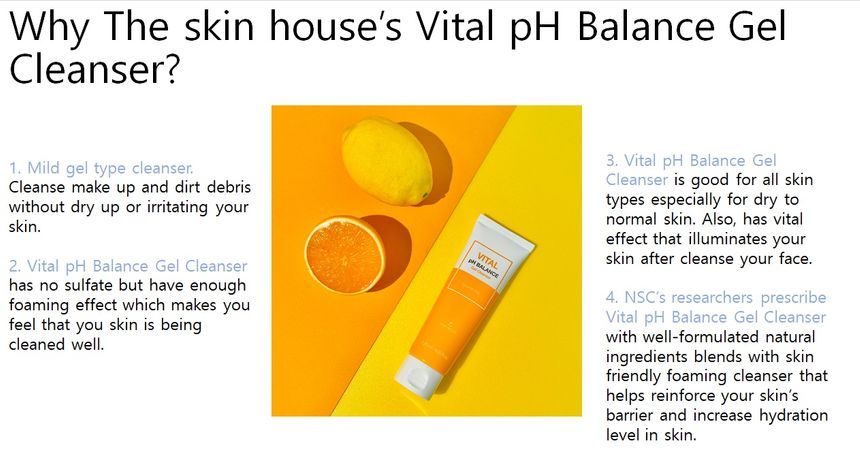 the SKIN HOUSE - Vital pH Balance Gel Cleanser, 120ml, 142 g, 8809080821497