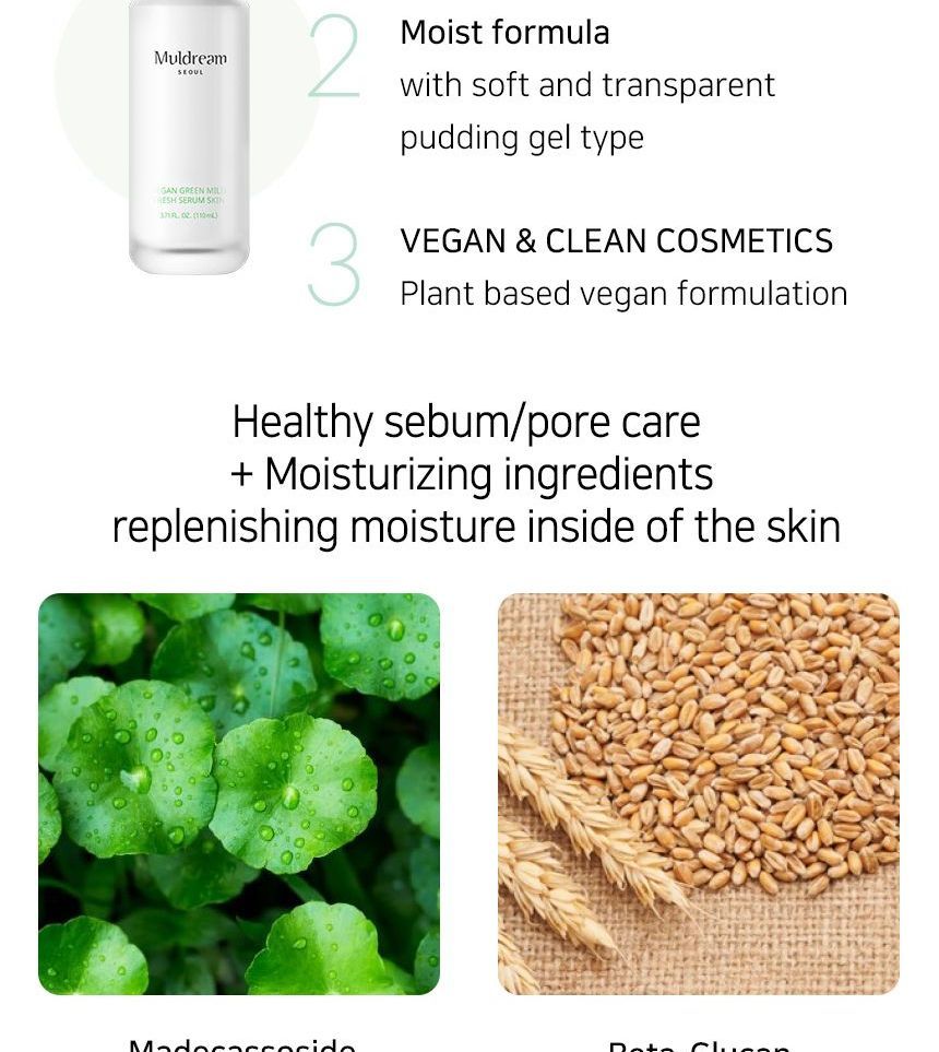 Muldream - Vegan Green Mild Fresh Serum Skin, 110ml, 331 g, 8809443284037