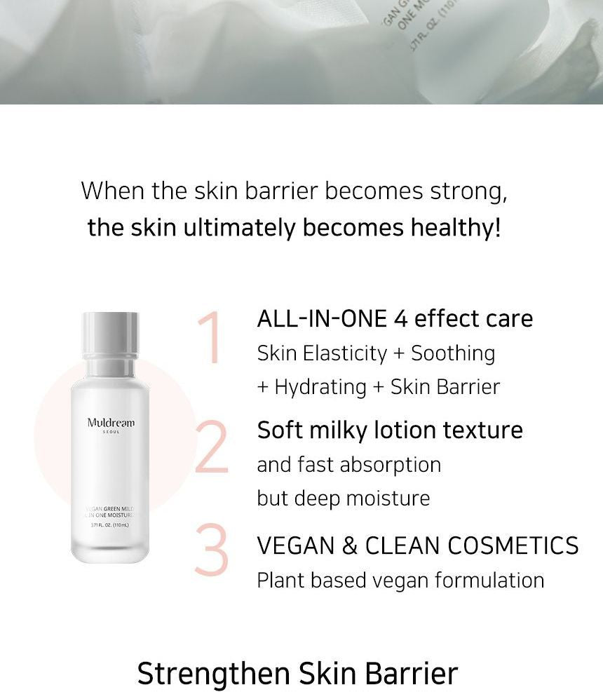 Muldream - Vegan Green Mild All In One Moisturizer, 110ml, 327 g, 8809443284051