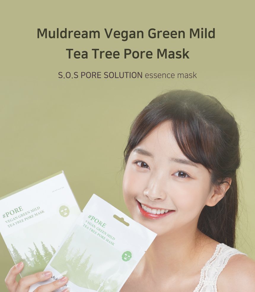 Muldream - Vegan Green Mild Tea Tree Pore Mask, 25ml x 1 pc, 32 g, 8809443284150