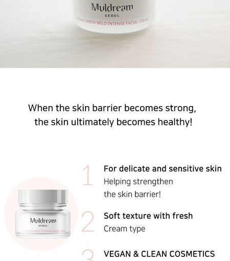 Muldream - Vegan Green Mild Intense Facial Cream, 60ml, 235 g, 8809443284075