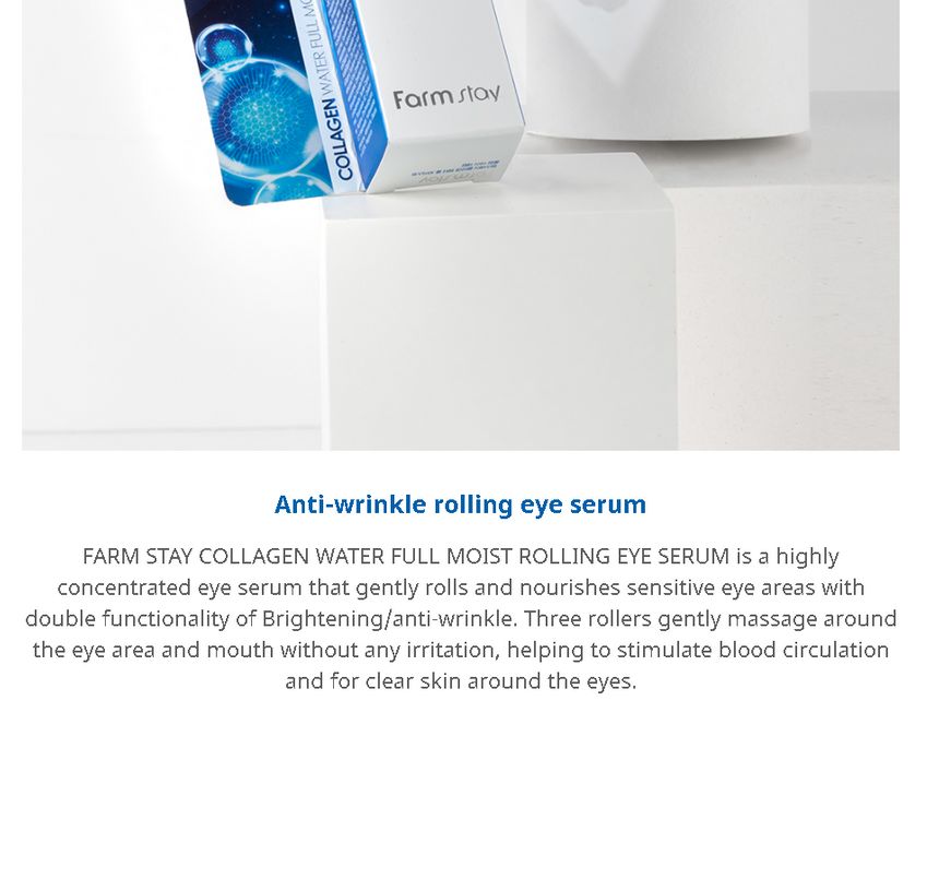 Farm Stay - Collagen Water Full Moist Rolling Eye Serum, 25ml, 50 g, 8809480772504