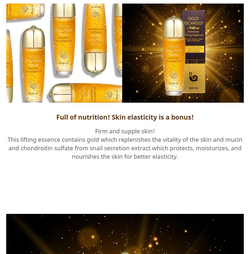 Farm Stay - Gold Escargot Noblesse Intensive Lifting Essence, 150ml, 395 g, 8809809801137
