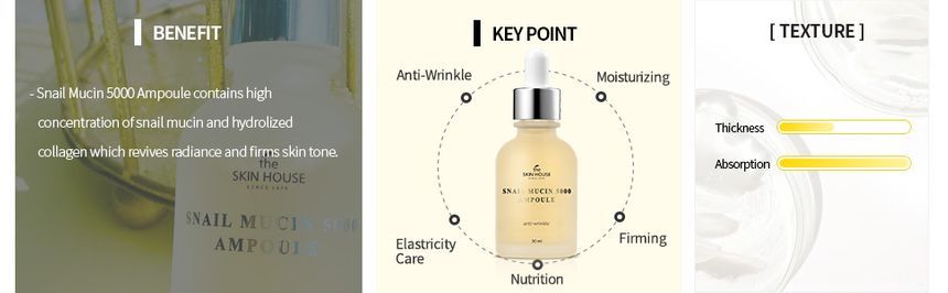 the SKIN HOUSE - Snail Mucin 5000 Ampoule, 30ml, 117 g, 8809080823392