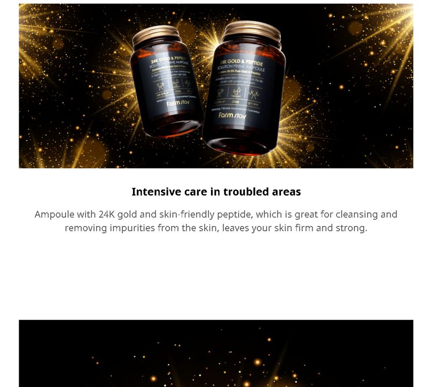 Farm Stay - 24K Gold & Peptide Solution Prime Ampoule, 250ml, 341 g, 8809469776691