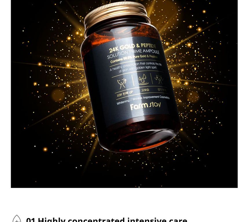 Farm Stay - 24K Gold & Peptide Solution Prime Ampoule, 250ml, 341 g, 8809469776691