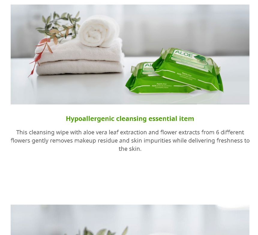 Farm Stay - Aloe Moisture Soothing Cleansing Tissue, 30 sheets, 149 g, 8809519371586