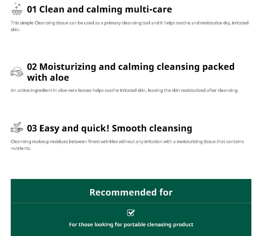Farm Stay - Aloe Moisture Soothing Cleansing Tissue, 30 sheets, 149 g, 8809519371586