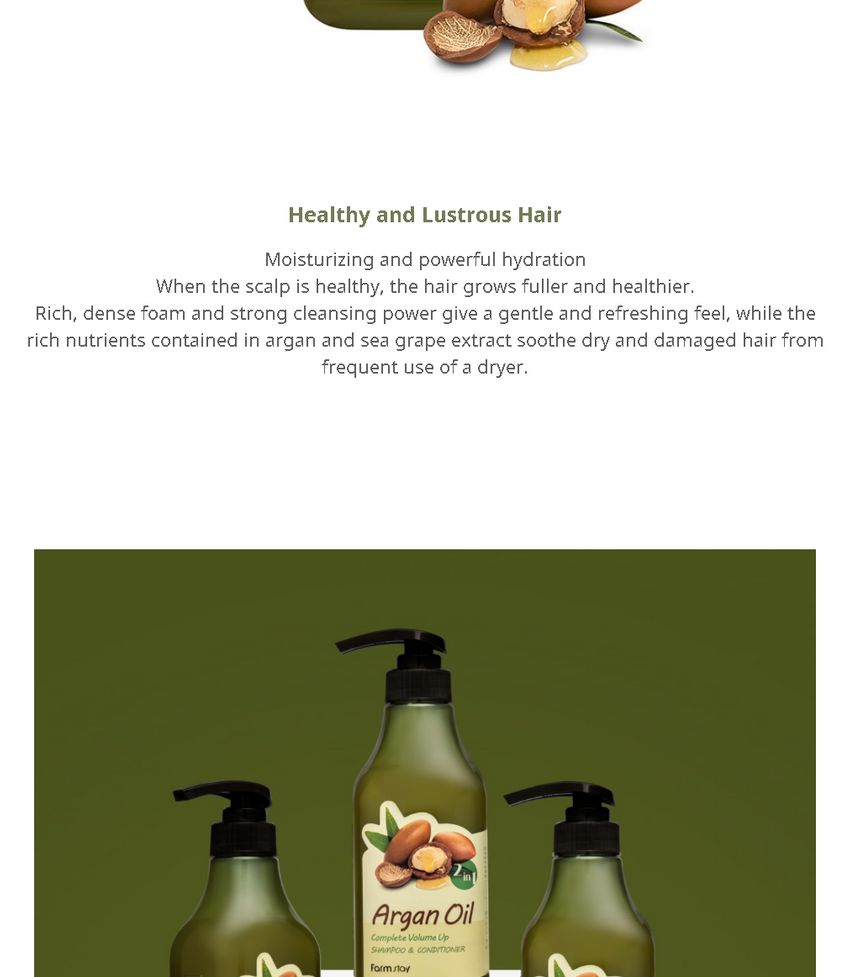 Farm Stay - Argan Oil Complete Volume Up Shampoo & Conditioner, 530ml, 611 g, 8809595053659