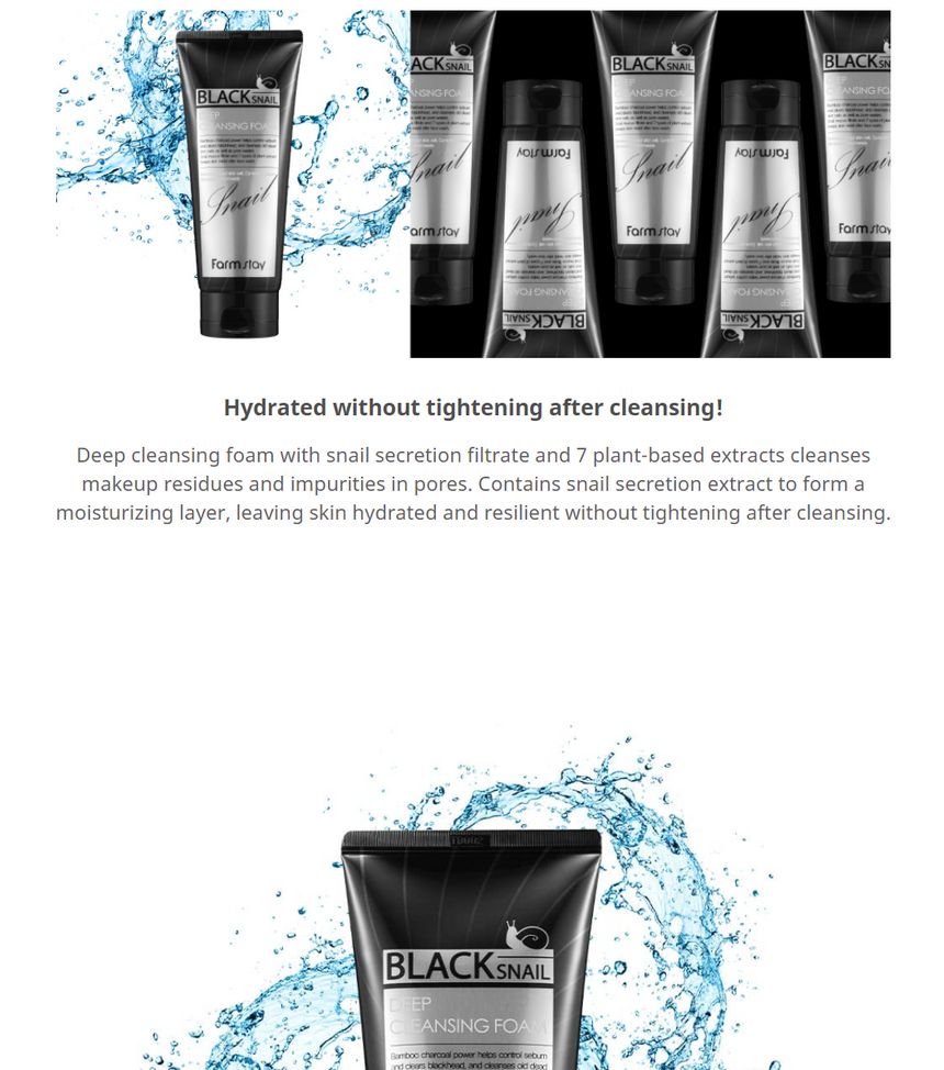 Farm Stay - Black Snail Deep Cleansing Foam, 180ml, 222 g, 8809480770951