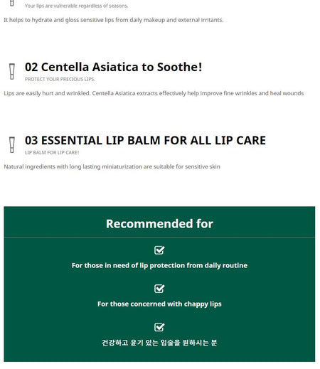 Farm Stay - Cica Farm Nature Solution Lip Balm, 10g, 23 g, 8809035144251