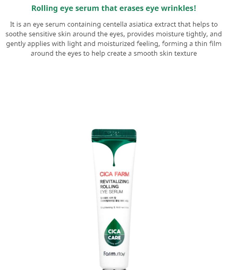 Farm Stay - Cica Farm Revitalizing Rolling Eye Serum, 25ml, 52 g, 8809480773549