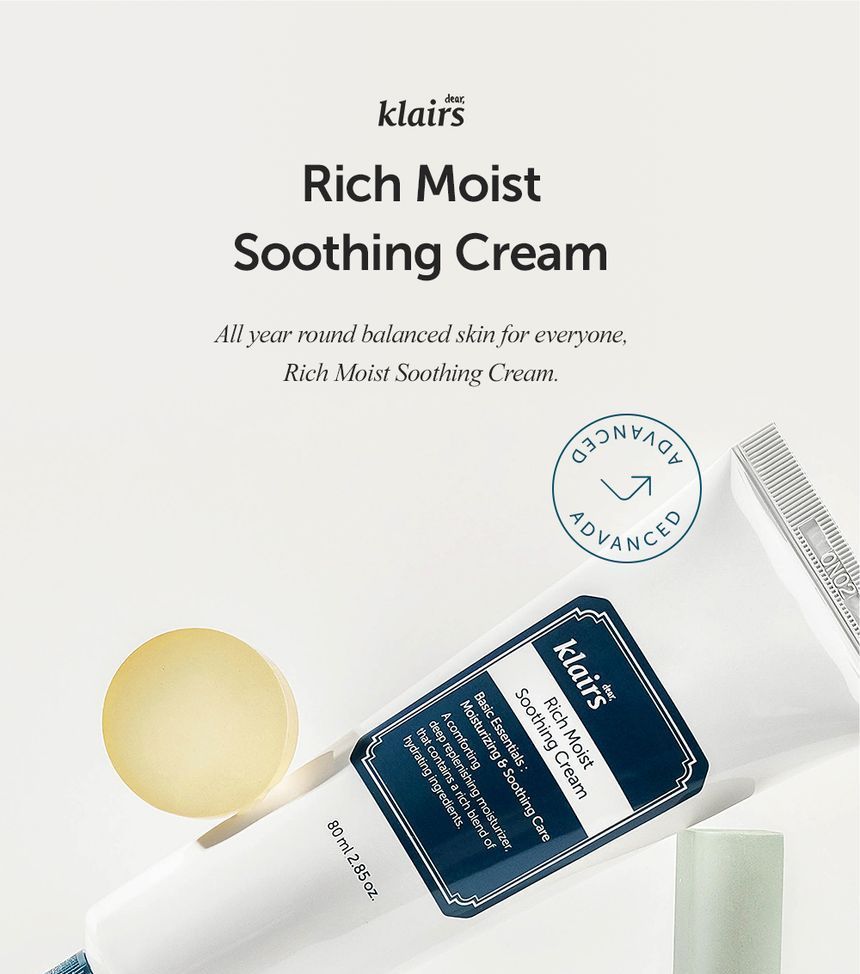 Dear, Klairs - Rich Moist Soothing Cream JUMBO (Renewal), 80ml, 106 g, 8809572891113