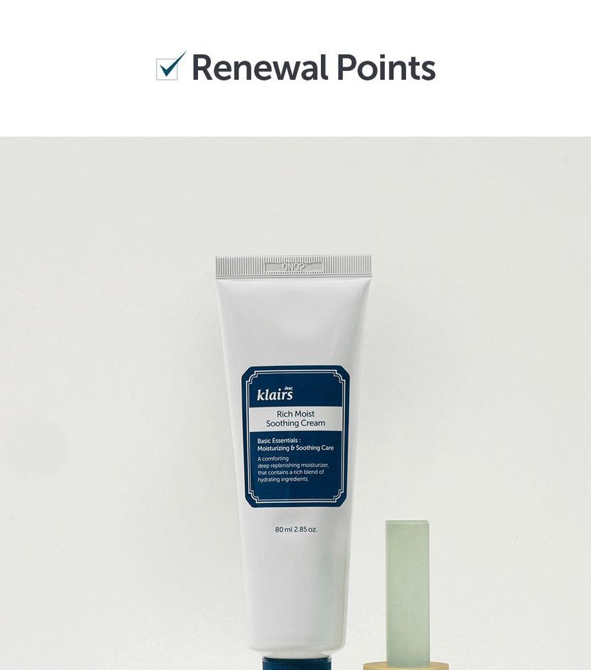 Dear, Klairs - Rich Moist Soothing Cream JUMBO (Renewal), 80ml, 106 g, 8809572891113