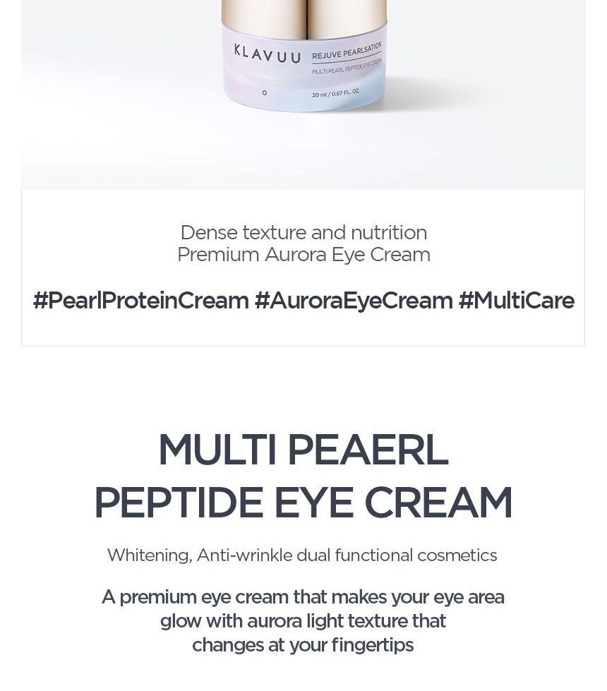 KLAVUU - Rejuve Pearlsation Multi Pearl Peptide Eye Cream, 20ml, 144 g, 8809482365438