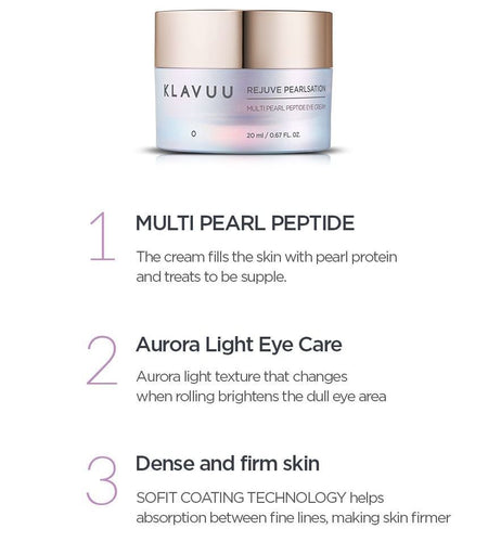 KLAVUU - Rejuve Pearlsation Multi Pearl Peptide Eye Cream, 20ml, 144 g, 8809482365438