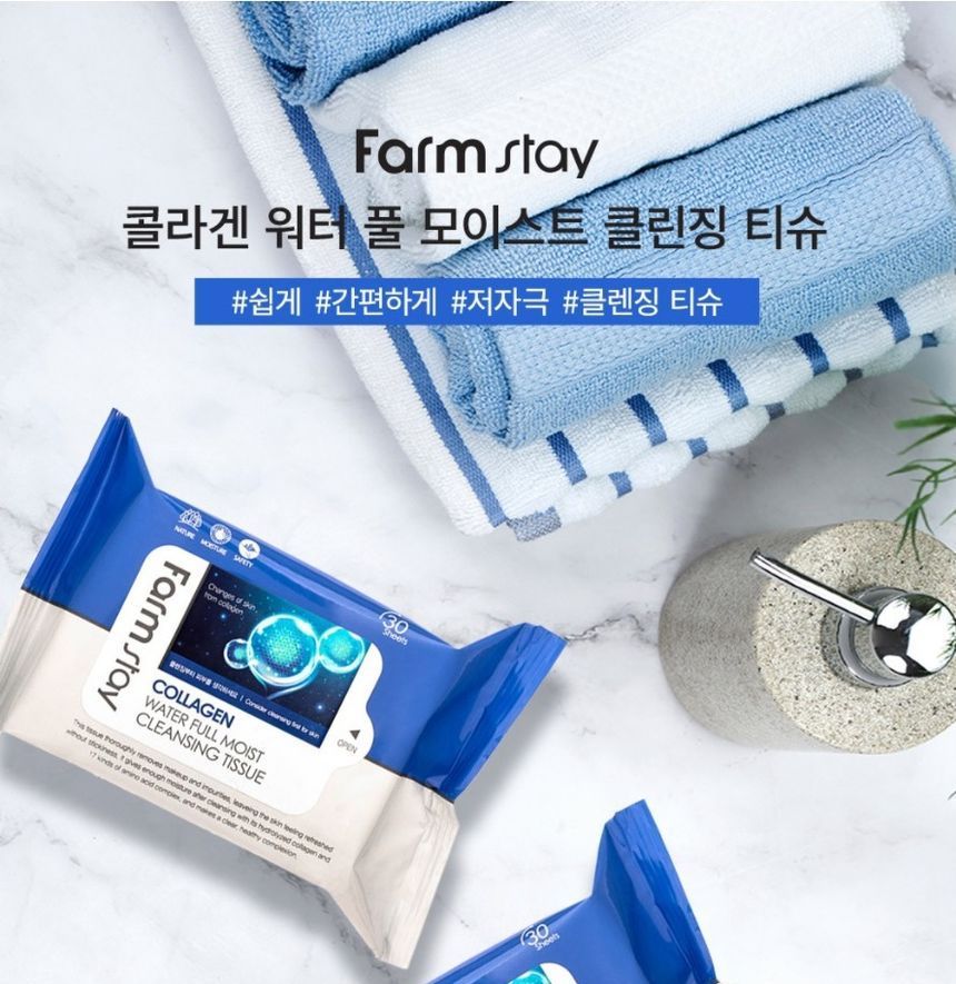 Farm Stay - Collagen Water Full Moist Cleansing Tissue, 30 sheets, 149 g, 8809519371517
