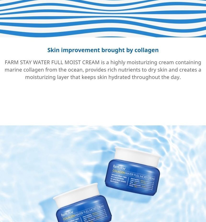 Farm Stay - Collagen Water Full Moist Cream, 100g, 194 g, 8802221001338
