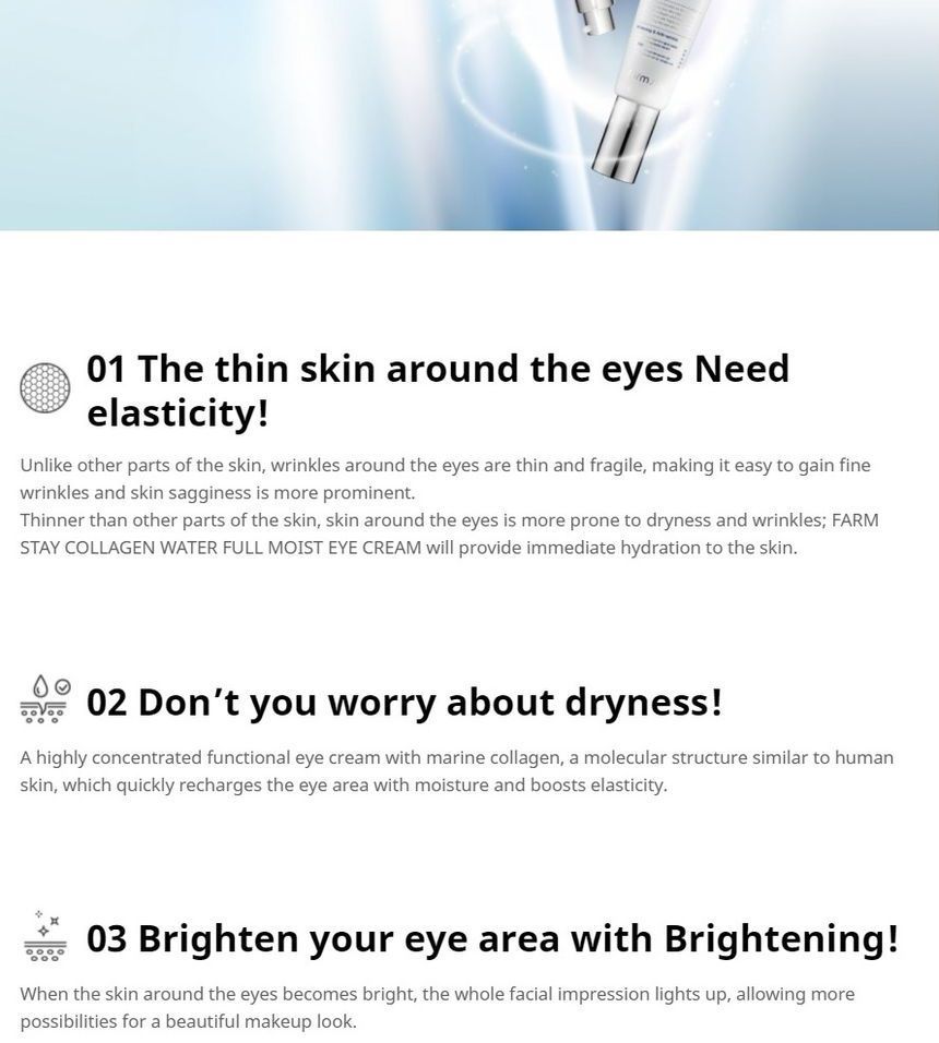 Farm Stay - Collagen Water Full Moist Eye Cream, 50ml, 89 g, 8809469775434