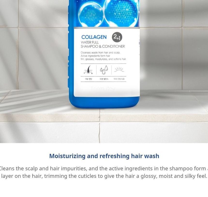 Farm Stay - Collagen Water Full Shampoo & Conditioner, 530ml, 616 g, 8809595053284