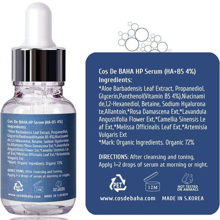 Cos De BAHA - HP Hyaluronic Acid B5 (D-Panthenol) Serum, 30ml, 67 g, 8809240318089