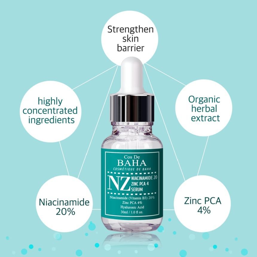 Cos De BAHA - NZ Niacinamide 20 Zinc PCA 4 Serum, 30ml, 68 g, 8809240318409