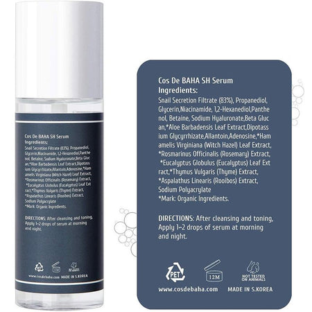 Cos De BAHA - SH Snail Mucin Hyaluronic Acid Serum, 120ml, 172 g, 8809240318102