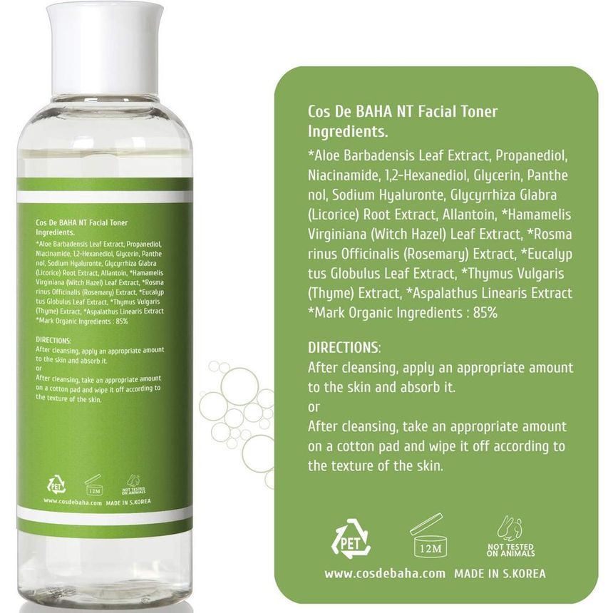 Cos De BAHA - NT Niacinamide Facial Toner, 200ml, 254 g, 8809240318188