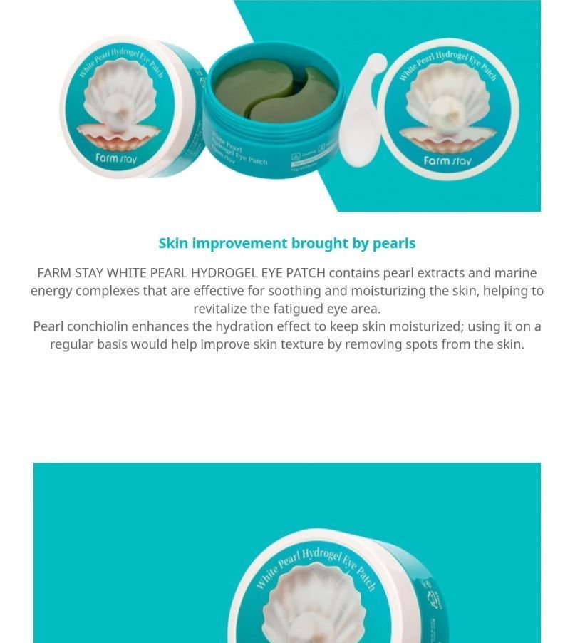 Farm Stay - White Pearl Hydrogel Eye Patch, 60 patches, 189 g, 8809460461169