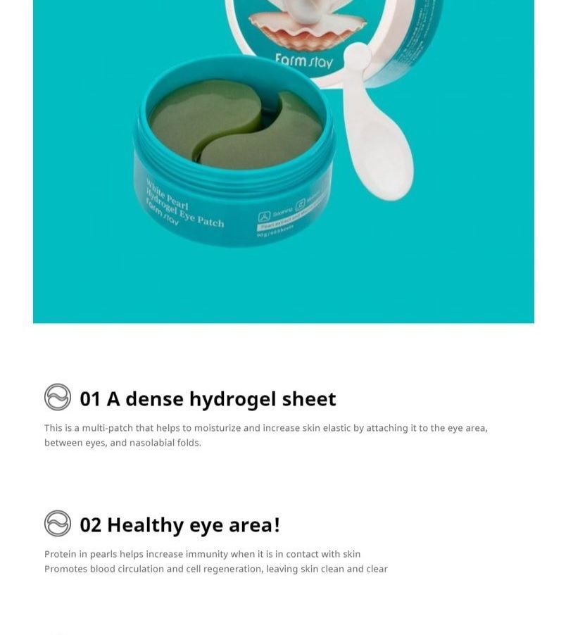 Farm Stay - White Pearl Hydrogel Eye Patch, 60 patches, 189 g, 8809460461169