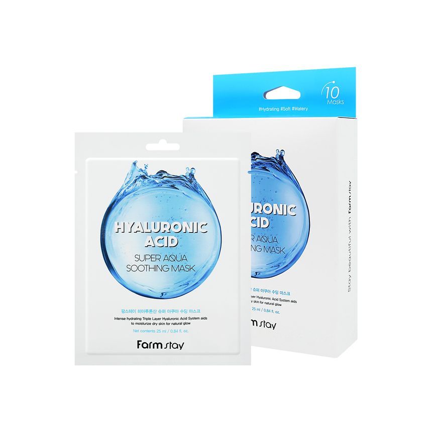 Farm Stay - Hyaluronic Acid Super Aqua Soothing Mask Set, 25ml x 10 sheets, 371 g, 8809783320228