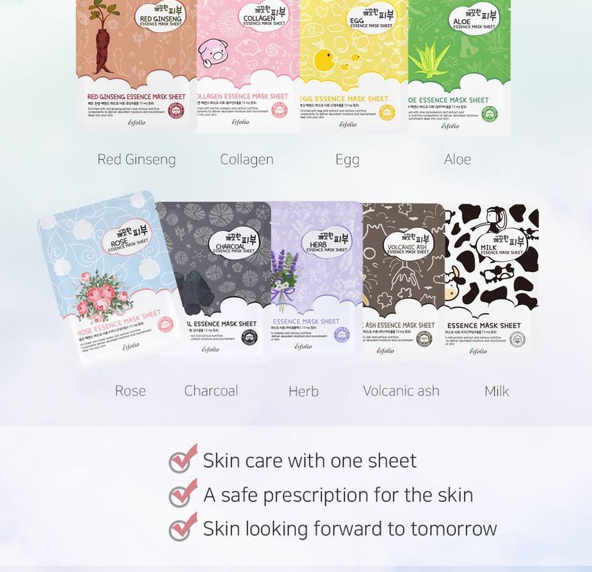 esfolio - Rose Essence Mask Sheet Set, 25ml x 10pcs, 341 g, 8809386886268
