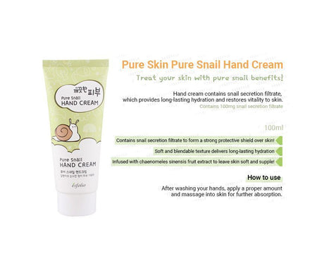 esfolio - Pure Skin Pure Snail Hand Cream 100ml, 100ml, 130 g, 8809386880402