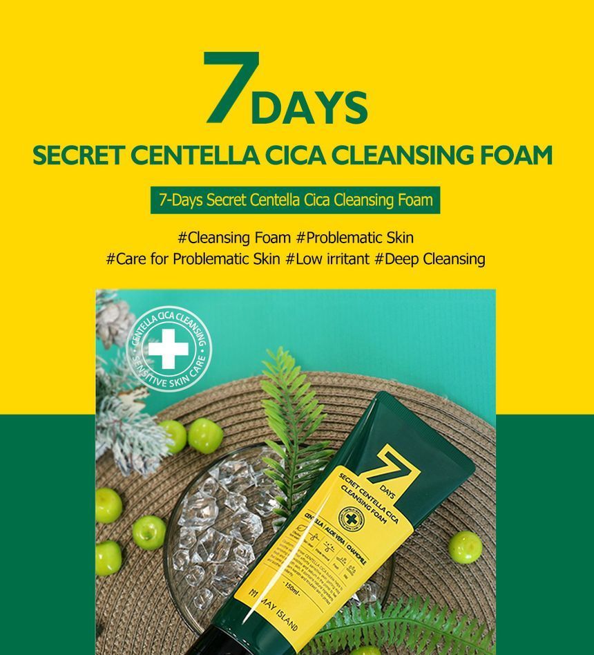 May Island - 7 Days Secret Centella Cica Cleansing Foam, 150ml, 186 g, 8809515402352