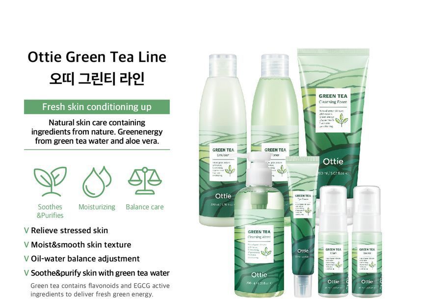 Ottie - Green Tea Cleansing Foam 150ml, 150ml, 168 g, 8809276011268