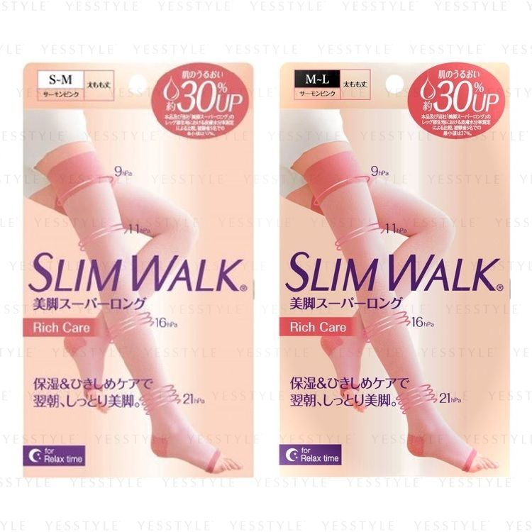 Slim Walk - Compression Open-Toe Stockings For Relax Time, 1 pair - Salmon Pink - M-L, 114 g, 4902522676632