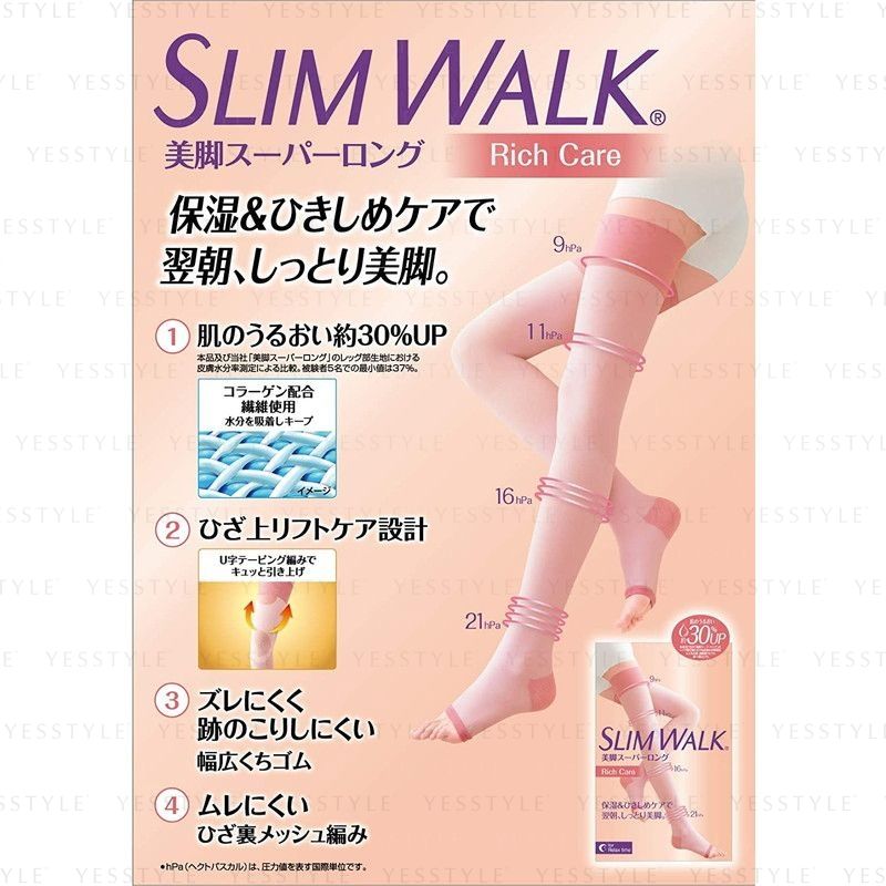 Slim Walk - Compression Open-Toe Stockings For Relax Time, 1 pair - Salmon Pink - M-L, 114 g, 4902522676632